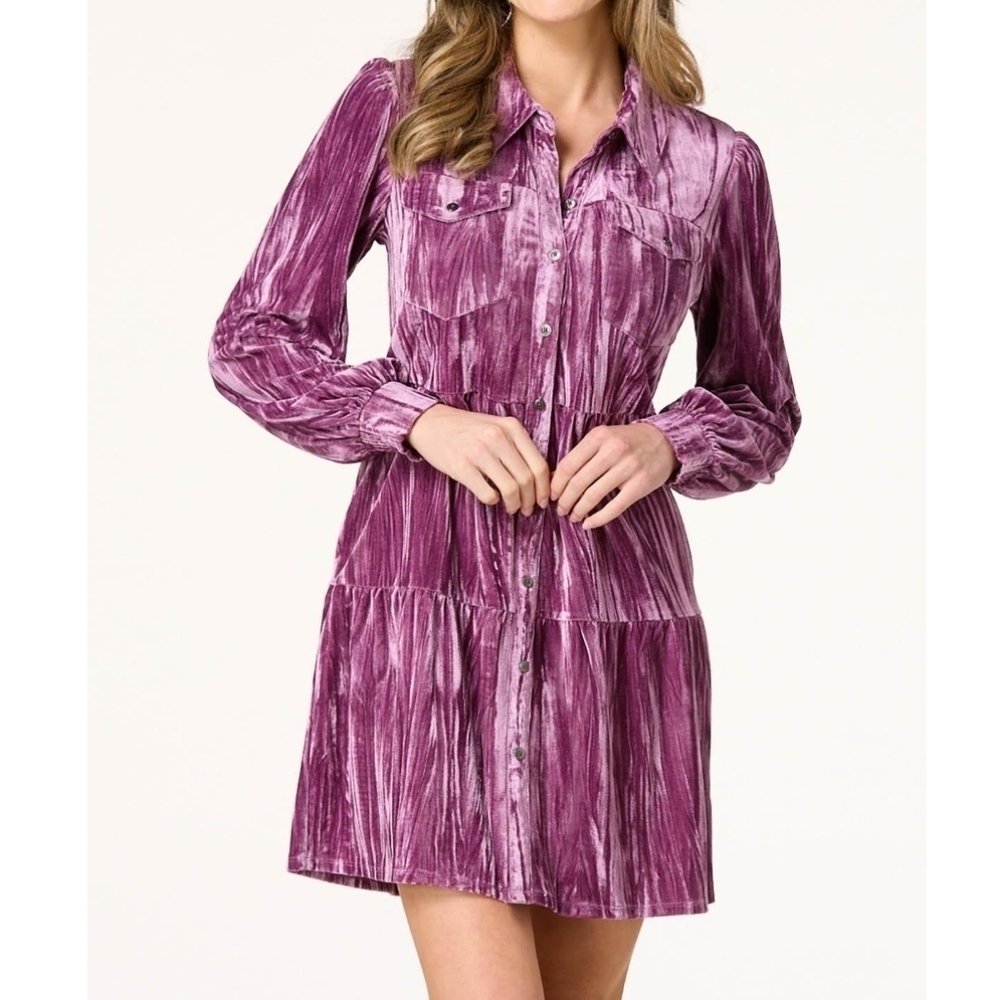Cato's Crush Velvet Dress Purple Velvet Women's Dress